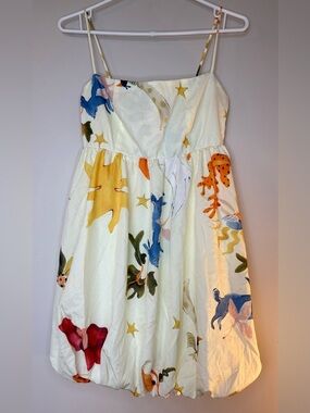 Commense White Sundress with Multicolor Sea Creature Print